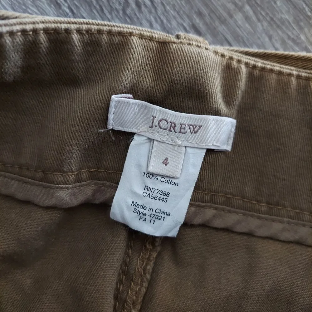 J Crew Safari Chino Button Down Skirt Size 4